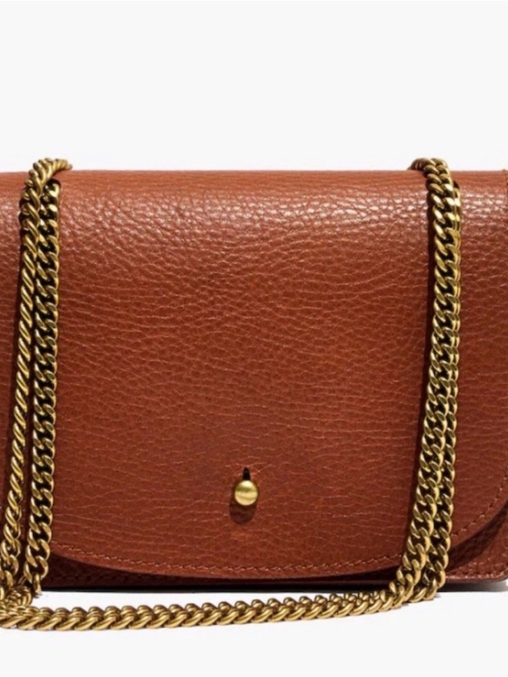 Madewell Leather Chain Crossbody or Shoulder Bag in Saddle Brown